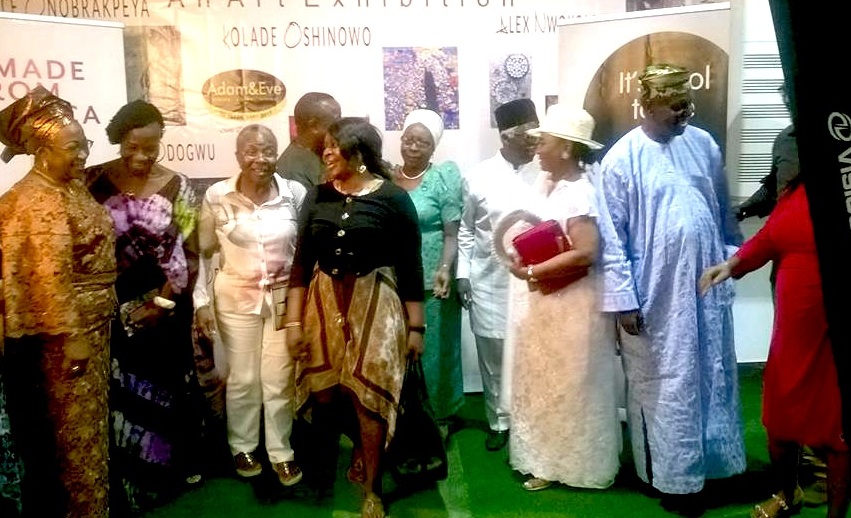 Proprietress of Adam&Eve, Mrs Modupe Ogunlesi (centre) and guests, including, Erelu Dosunmu during the opening of The Content.
